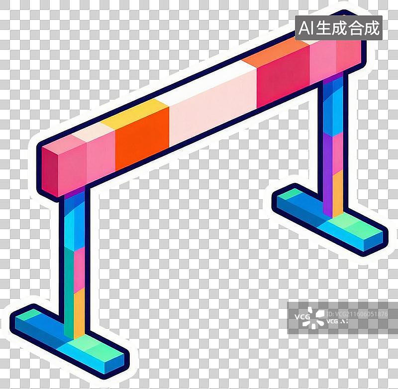 【AI数字艺术】2D扁平插画贴纸风格健身足球场双杠运动锻炼器材插画元素免抠图形图片素材