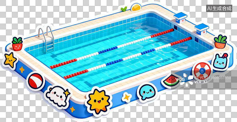 【AI数字艺术】2D扁平插画贴纸风格健身足球场双杠运动锻炼器材插画元素免抠图形图片素材