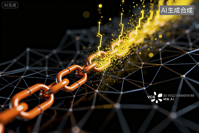 【AI数字艺术】区块链技术与去中心化网络结构图片素材