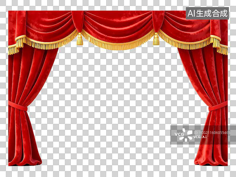 【AI数字艺术】红色幕布天鹅绒3D卡通立体C4D渲染质感插画图片素材