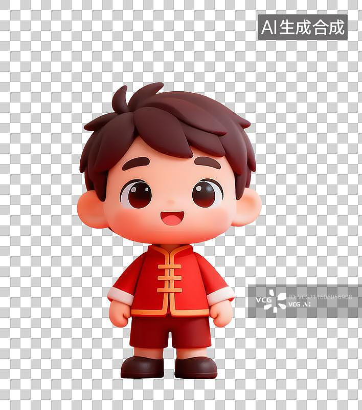【AI数字艺术】新年红衣童年拜年图片素材