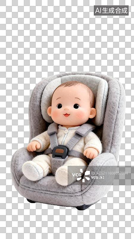 【AI数字艺术】卡通宝宝安全座椅 可爱儿童汽车座椅 可爱卡通宝宝坐在安全座椅上图片素材