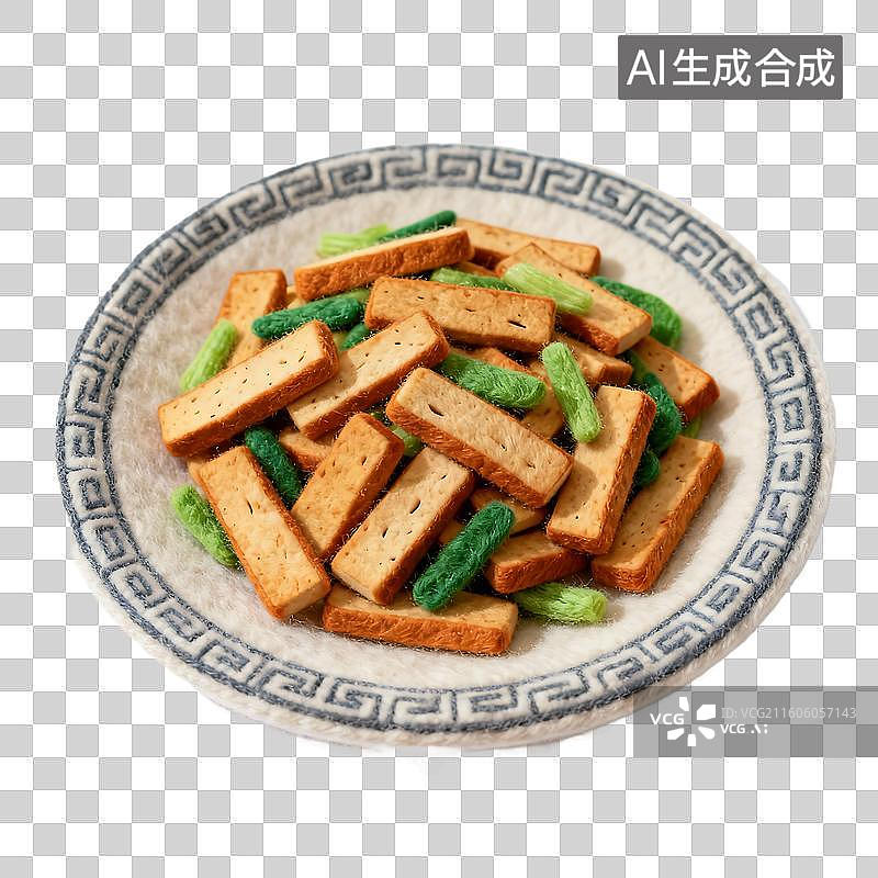 【AI数字艺术】可爱温馨毛毡风格年夜饭美食元素图片素材