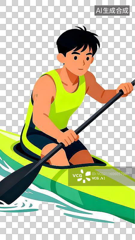 【AI数字艺术】男子划皮划艇运动场景图片素材