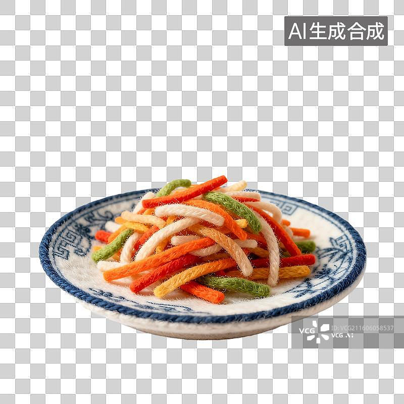 【AI数字艺术】可爱温馨毛毡风格年夜饭美食元素图片素材
