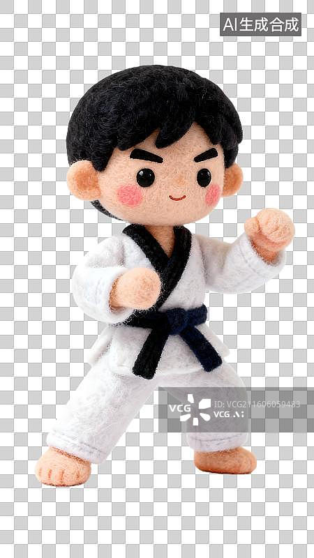 【AI数字艺术】毛绒玩偶武术造型可爱生动   卡通风格武术跆拳道空手道人物图片素材