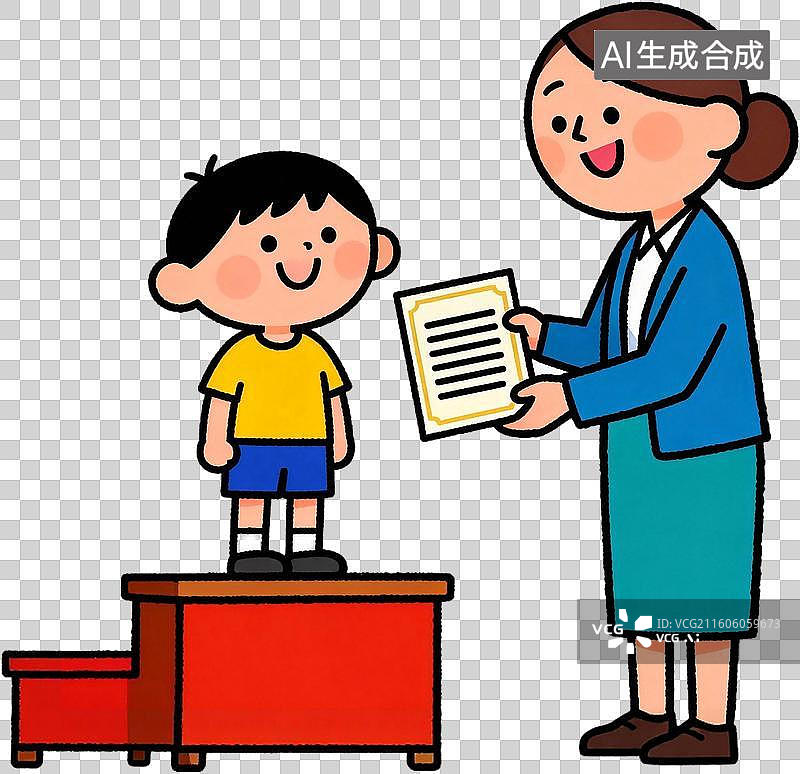 【AI数字艺术】2D卡通插画六一儿童节小朋友收获礼物在游乐园和爸爸妈妈快乐的玩耍插画元素免抠图形图片素材