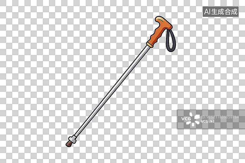 【AI数字艺术】卡通风格，一支登山杖PNG格式的免扣元素图片素材