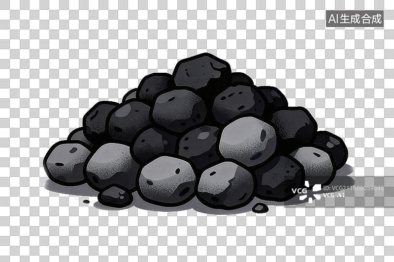 【AI数字艺术】卡通风格，堆积的煤炭PNG格式的免扣元素图片素材