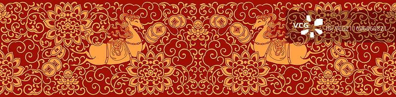 马年花纹马上有钱底纹背景二方连续图案图片素材