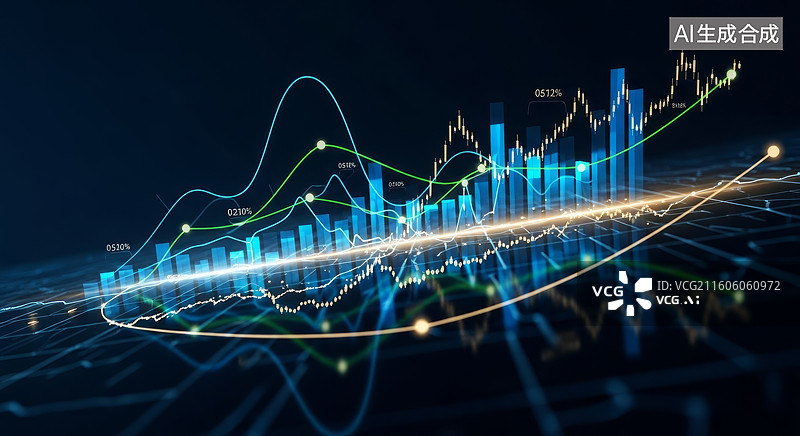 【AI数字艺术】动态金融市场分析图表图片素材