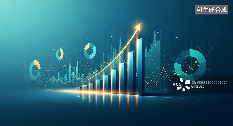 【AI数字艺术】商业数据分析与增长图表图片素材