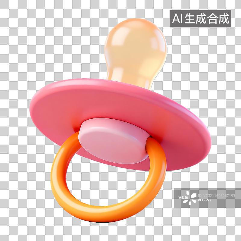 【AI数字艺术】3D立体轻拟物安抚奶嘴插画母婴亲子主题免抠元素图片素材