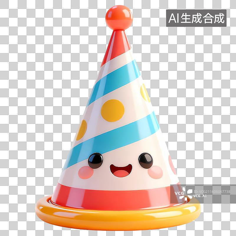 【AI数字艺术】可爱派对锥形帽3D卡通立体C4D渲染质感插画元素图片素材