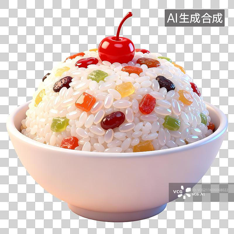 【AI数字艺术】一碗八宝饭3D卡通立体C4D渲染质感插画元素图片素材