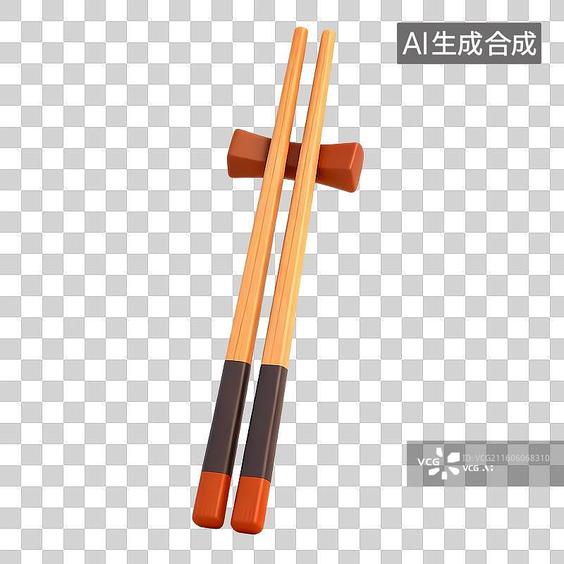 【AI数字艺术】一双筷子3D卡通立体C4D渲染质感插画元素图片素材