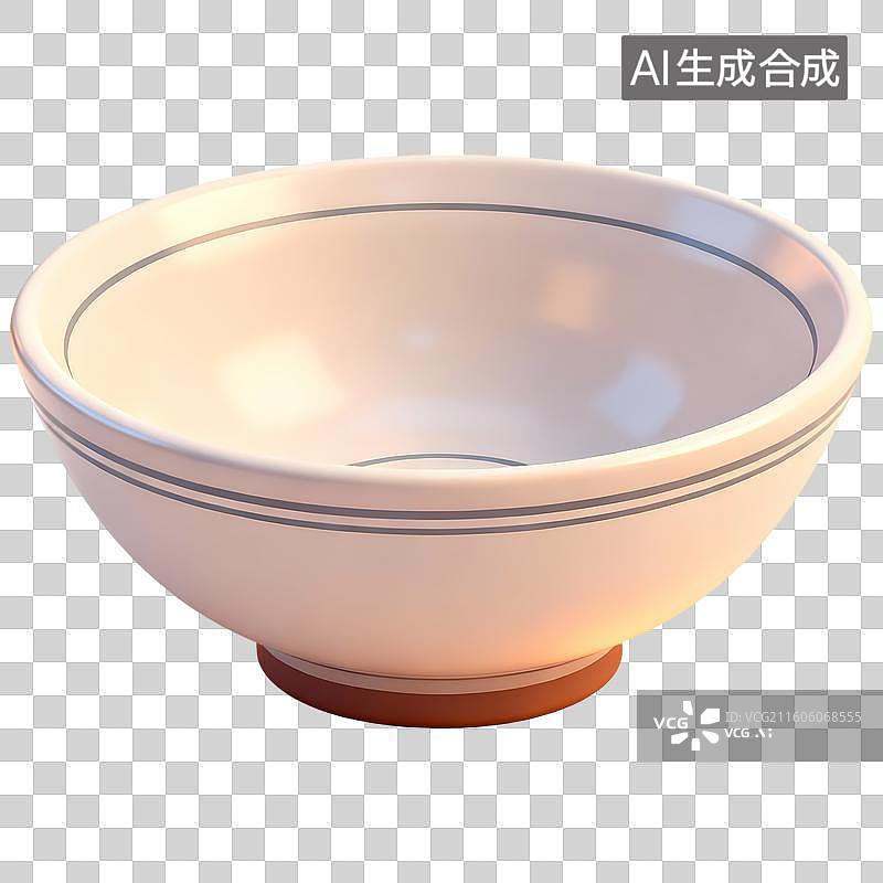 【AI数字艺术】一个空的瓷碗3D卡通立体C4D渲染质感插画元素图片素材