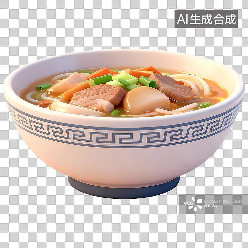 【AI数字艺术】一碗拉面三鲜面3D卡通立体C4D渲染质感插画元素图片素材