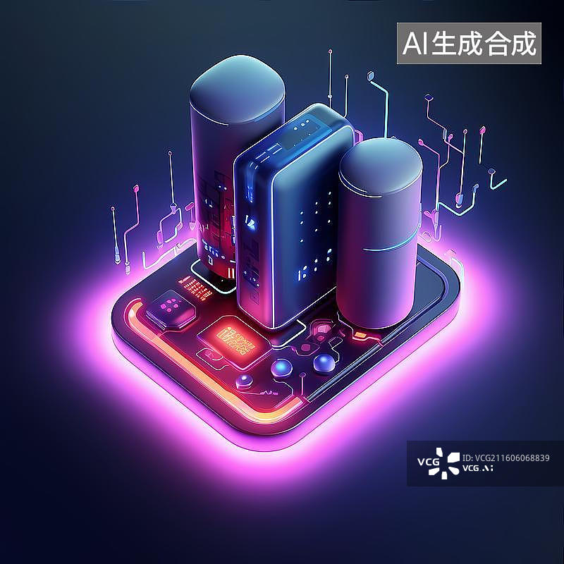 【AI数字艺术】锂电池储能概念科技背景图片素材