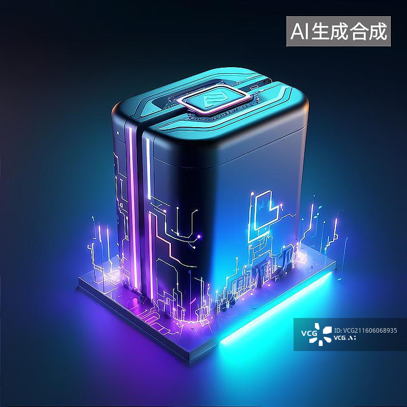 【AI数字艺术】锂电池储能概念科技背景图片素材