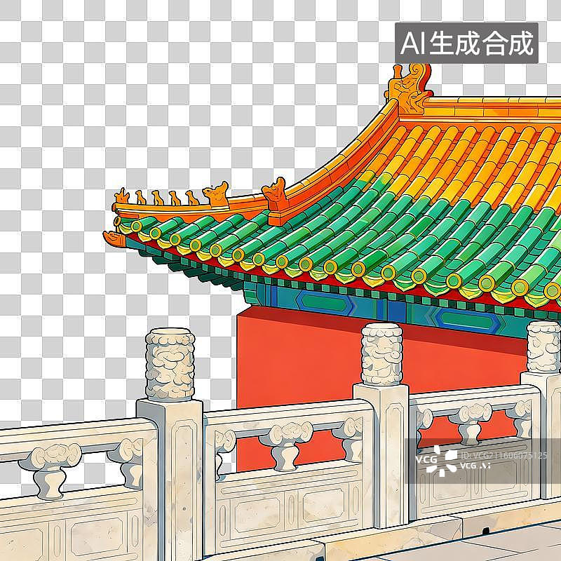 【AI数字艺术】红色的古典建筑和城墙图片素材