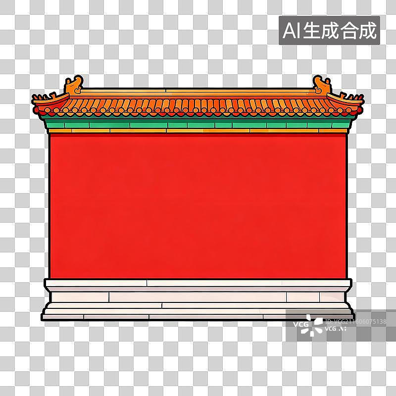 【AI数字艺术】红色的古典建筑和城墙图片素材