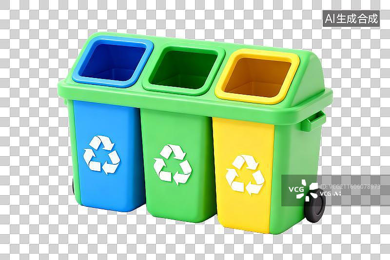 【AI数字艺术】三格分类垃圾桶图片素材