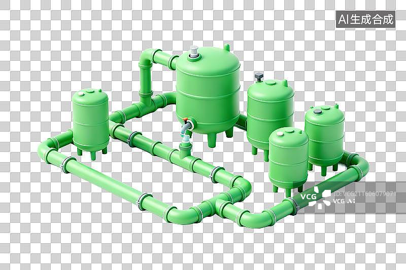 【AI数字艺术】绿色工业水处理设备系统图片素材
