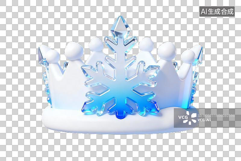 【AI数字艺术】冬日主题带雪花设计的皇冠图片素材