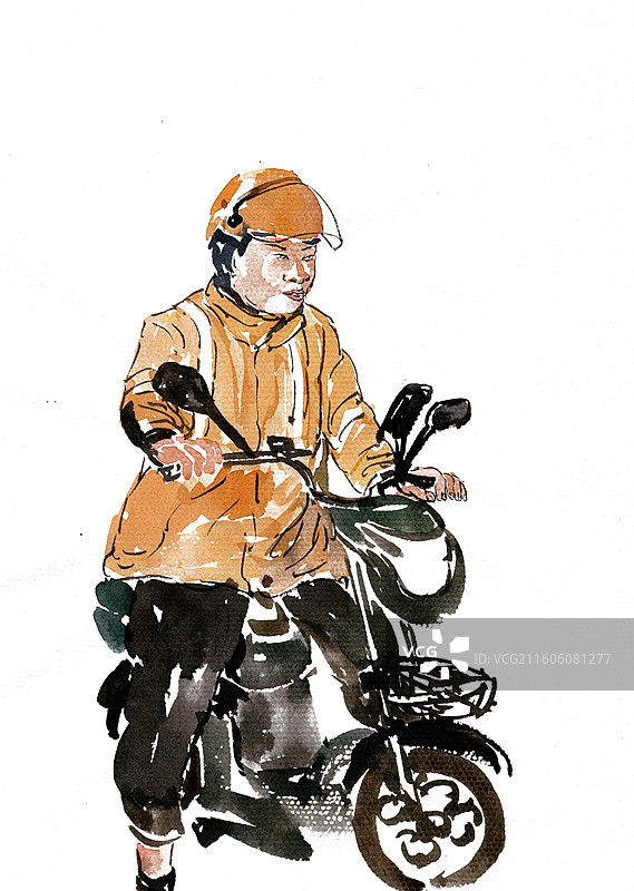 骑行的外卖小哥图片素材