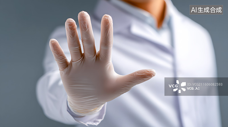 【AI数字艺术】一个穿白大褂的医生做出拒绝的手势图片素材