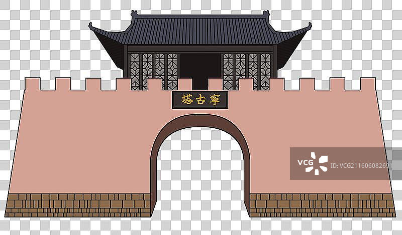 中国地理东北黑龙江宁古塔宝塔古建筑城楼城墙风景旅游旅行山川山脉插画图片素材