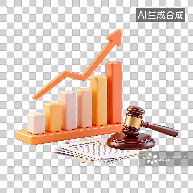 【AI数字艺术】文件法槌一摞文件3D卡通立体C4D渲染质感插画元素图片素材