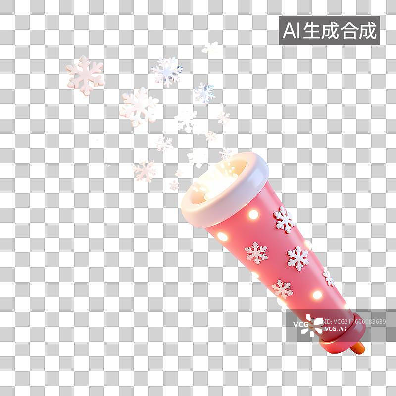 【AI数字艺术】礼花炮喷出雪花状亮片3D卡通立体C4D渲染质感插画元素图片素材