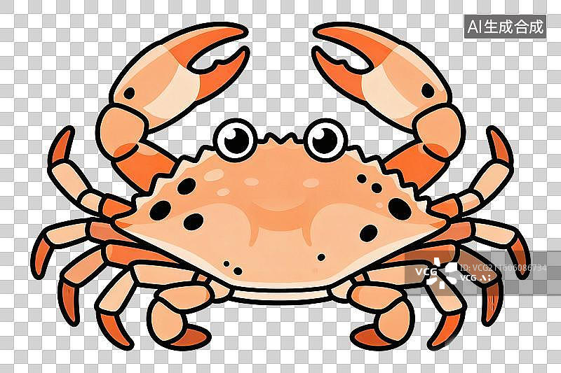 【AI数字艺术】卡通风格，一支梭子蟹PNG格式的免扣元素图片素材