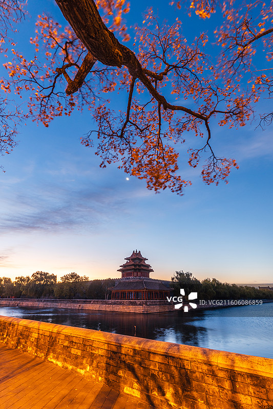 故宫角楼朝霞图片素材