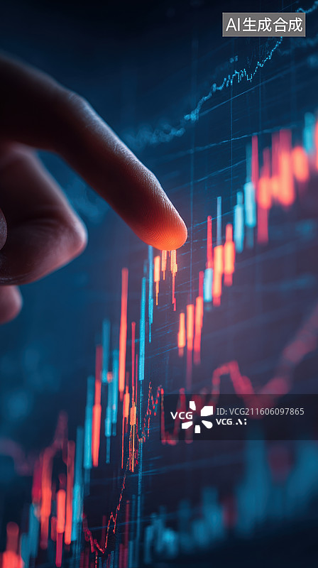 【AI数字艺术】手指指向股票交易图表图片素材