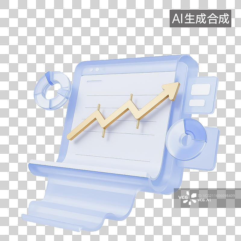 【AI数字艺术】3d轻拟物质感金融理财研究报告元素图片素材