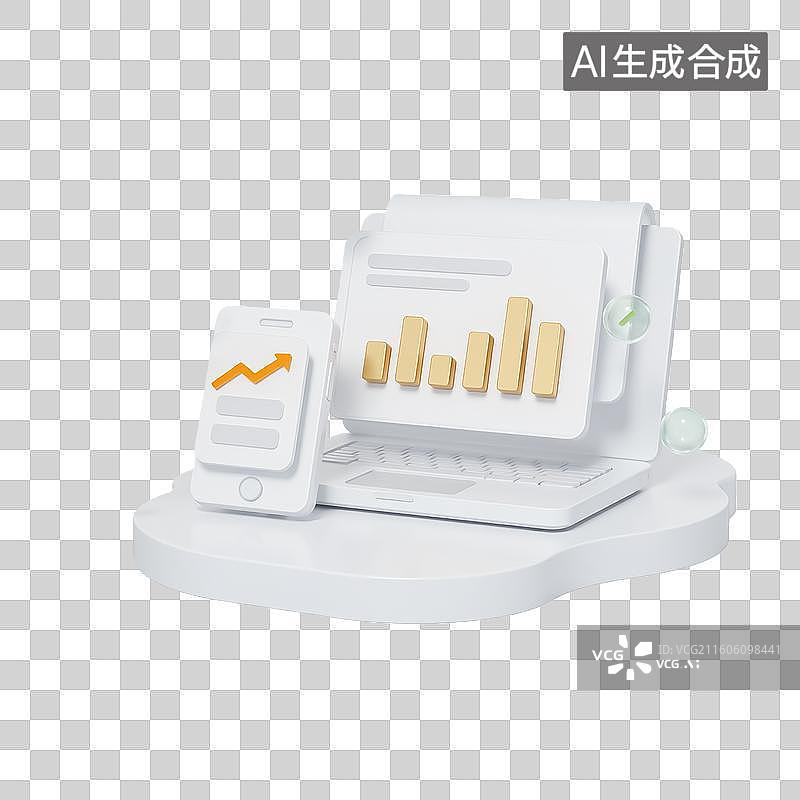 【AI数字艺术】3d轻拟物质感金融理财研究报告元素图片素材