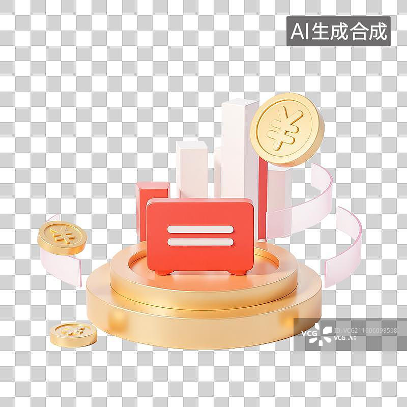 【AI数字艺术】3d轻拟物质感金融理财研究报告元素图片素材
