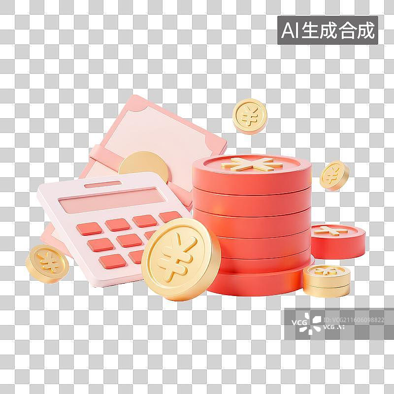 【AI数字艺术】3d轻拟物质感金融理财计算机元素图片素材