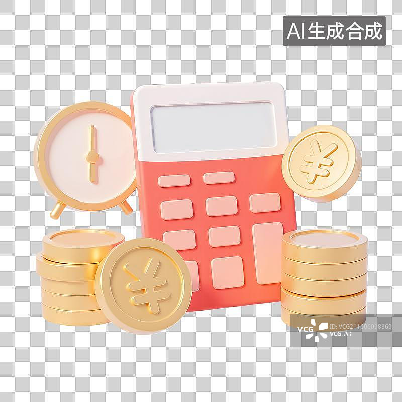 【AI数字艺术】3d轻拟物质感金融理财计算机元素图片素材