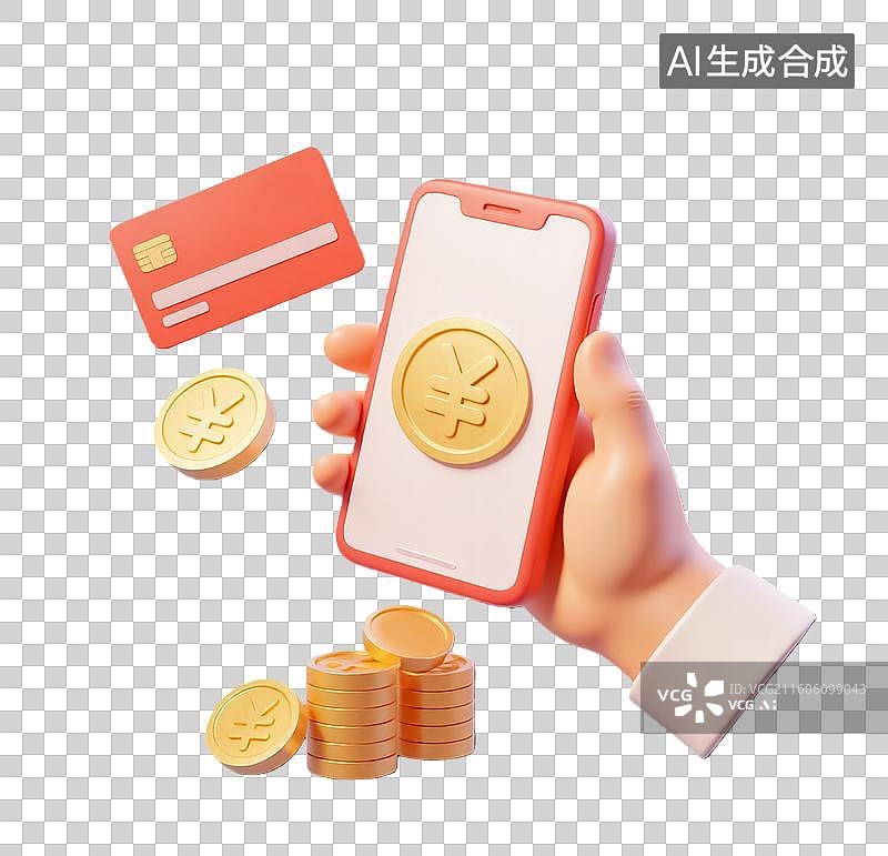 【AI数字艺术】3d轻拟物质感金融理财手机数据图表元素图片素材