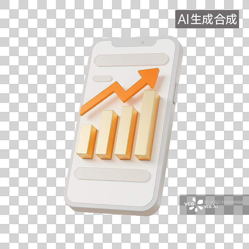 【AI数字艺术】3d轻拟物质感金融理财手机数据图表元素图片素材