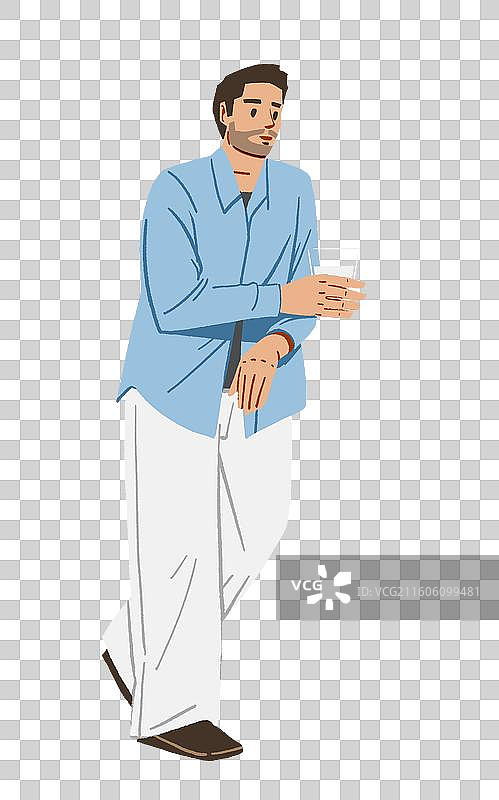 站着喝水的人图片素材