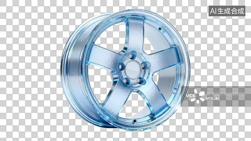 【AI数字艺术】蓝色金属轮毂特写展示图片素材