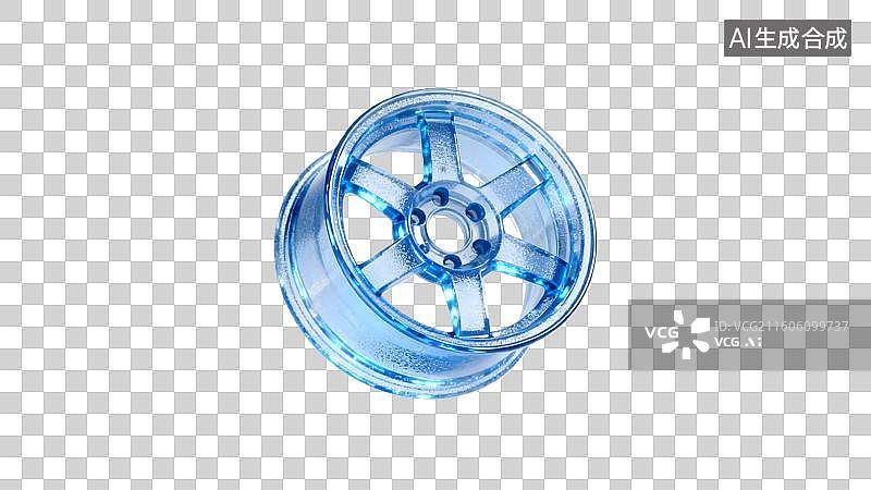 【AI数字艺术】蓝色金属轮毂特写展示图片素材