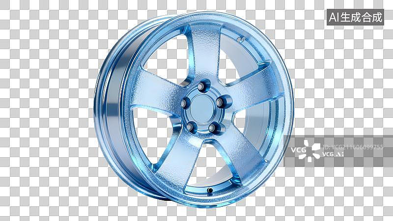 【AI数字艺术】蓝色金属轮毂特写展示图片素材
