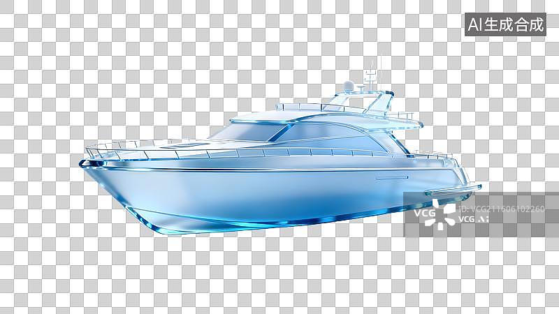 【AI数字艺术】蓝色透明船只模型展示  卡通邮轮，轮船，游艇，旅游，旅行，度假，交通运输图片素材
