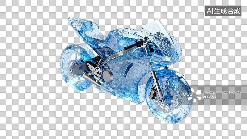 【AI数字艺术】冰晶质感摩托车设计展示图片素材
